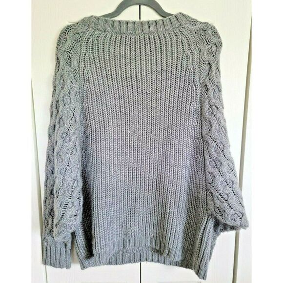 Benetton Stile XS Oversized Gray Chunky Acrylic Alpaca Wool‎ Blend Sweater SOFT! - Picture 2 of 6